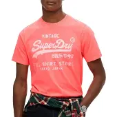Superdry für Herren. M1012119A Koralle Vintage Fluor T-shirt (L), Lässig, Baumwolle, Kurzarm
