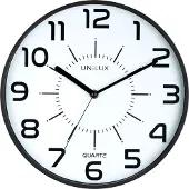 Unilux POP Wanduhr schwarz, Durchmesser: 30,5 cm, Quarzuhrwerk, leise schleichende Zeiger, Batterie inklusive