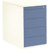 Mauser Schubladencontainer, HxT 720x800mm, 4 Schubladen, reinweiß/taubenblau