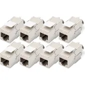 Digitus CAT 6A Keystone Modul, geschirmt, werkzeugfreier Montageanschluss - 8 Stk., Flach, Silber, RJ-45, LSA, Buchse, 10GBase-T