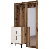 Skye Decor , Berlin BC - Walnut, White, Hallenstand, Nussbaum, 100 % MELAMINBESCHICHTETE SPANPLATTEN, 120 x 35 x 200 cm