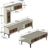 Skye Decor , Samba - Oak, Wohnzimmermöbel-Set, Eiche, 100 % MELAMINBESCHICHTETE SPANPLATTEN, 180 x 35 x 52 cm