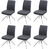 MCW 6er-Set Esszimmerstuhl MCW-H70, Küchenstuhl Lehnstuhl Stuhl, Stoff/Textil Edelstahl gebürstet dunkelgrau