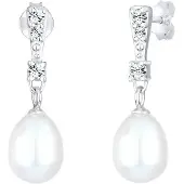 Elli Ohrringe Perlen Kristalle Elegant 925 Silber Elli Weiß