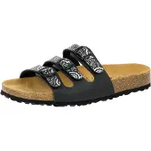 Lico Damen Bioline Flower Pantoletten, Schwarz Silber, 41 EU