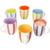 MamboCat Summer Stripes 6er Set Kaffeebecher 340ml bunte Streifen Steingut-Tasse Tee