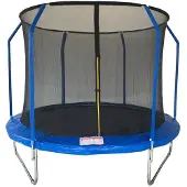 Pure Garden & Living Kindertrampolin Rund Ø 244 cm Blau Inklusive Sicherheitsnetz Stahlrahmen