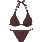 s.Oliver Triangel-Bikini "Naila", Damen, Gr. 36, Cup C/D, braun, Microfaser, Polyamid, Strukturmuster, Bikini-Sets Triangel-Bikini, mit Struktur