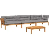 vidaXL 4-tlg. Garten-Sofagarnitur aus Paletten mit Kissen Akazienholz