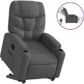 vidaXL Relaxsessel mit Aufstehhilfe Elektrisch Dunkelgrau Stoff