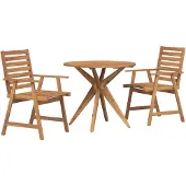 vidaXL 3-tlg. Garten-Essgruppe Massivholz Akazie