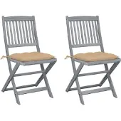 vidaXL Klappbare Gartenstühle 4 Stk. mit Kissen Massivholz Akazie
