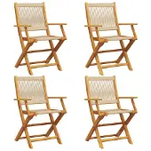 vidaXL Gartenstühle 6 Stk. Klappbar Beige Massivholz Akazie