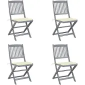 vidaXL Klappbare Gartenstühle 2 Stk. mit Kissen Massivholz Akazie
