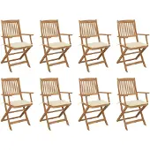 vidaXL Klappbare Gartenstühle 2 Stk. mit Kissen Massivholz Akazie
