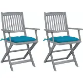 vidaXL Klappbare Gartenstühle 6 Stk. mit Kissen Massivholz Akazie