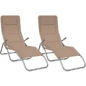 vidaXL Sonnenliegen 2 Stk. Taupe Textilene & Pulverbeschichteter Stahl