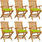 vidaXL Gartenstühle mit Hellgrünen Kissen 2 Stk. Massivholz Teak
