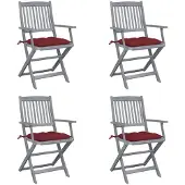 vidaXL Klappbare Gartenstühle 4 Stk. mit Kissen Massivholz Akazie