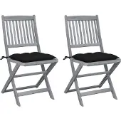 vidaXL Klappbare Gartenstühle 4 Stk. mit Kissen Massivholz Akazie
