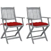 vidaXL Klappbare Gartenstühle 4 Stk. mit Kissen Massivholz Akazie