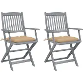 vidaXL Klappbare Gartenstühle 4 Stk. mit Kissen Massivholz Akazie