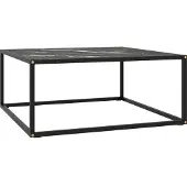 vidaXL Couchtisch Schwarz mit Schwarzem Glas in Marmor-Optik 80x80x35