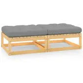 vidaXL Gartenhocker mit Kissen 2 Stk. Massivholz Kiefer