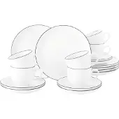 Seltmann Kaffeeservice "Geschirr-Set, Service Lido Black Line", (Set, 18 tlg.), Tassen, Untertassen, Teller, 18 Teile, für 6 Personen, Made in Germany