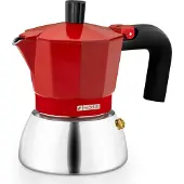 Pinti Monix M863103, Mokka-Kanne, 0,195 l, Rot, Aluminium, Edelstahl, 3 Tassen, Bakelit