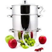 Grafner 8,5 Liter Dampfentsafter aus Edelstahl, Durchmesser Ø26cm, mit Ablasshahn und Glasdeckel, induktionsgeeignet, ideal für Saft und Gelee, Fruchttopf Entsafter Obstpresse Obst Gemüse entsaften