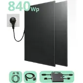 LDY Plug-and-Play Balkonkratwerk - 2x 410W PV-Modulen - 600 W Mikrowechselrichter-600W-BLACKMETAL