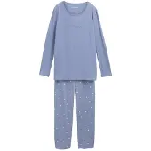 Tom Tailor Schlafanzug "Charlotte" 2 tlg. Langarm, Rundhalsausschnitt, gepunktet, basic, Baumwolle