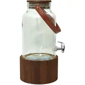 Northio Getränkespender aus Glas mit Holzsockel - 6 L