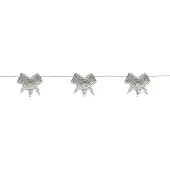 Star Trading Deko-Lichterkette Bowie 10 silberne Textil-Schleifen LED Timer L 225cm