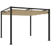 vidaXL Gartenpavillon mit Ausziehbarem Dach Taupe 3x3 m Stahl