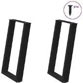 vidaXL Esstischbeine U-Form 2 Stk. Schwarz 60x(72-73) cm Stahl