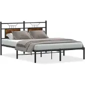 vidaXL Bettgestell ohne Matratze Räuchereiche 140x190 cm Holzwerkstoff