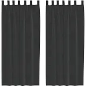 vidaXL Voile Vorhänge mit Lasche 2 Stk. Schwarz