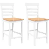 vidaXL Barhocker 2 Stk. Weiß Massivholz Gummibaum