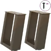 vidaXL Couchtischbeine U-Form 2 Stk. Naturstahl 30x(30-31) cm Stahl