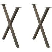 vidaXL Esstischbeine X-Form 2 Stk. Naturstahl 70x(72-73) cm Stahl