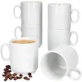 MamboCat 6er Set EVENT stapelbare Kaffeebecher weiß Porzellan 250 ml