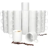 MamboCat 24er Set EVENT stapelbare Kaffeebecher weiß Porzellan 250 ml