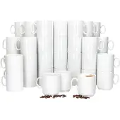MamboCat 48er Set EVENT stapelbare Kaffeebecher weiß Porzellan 250 ml