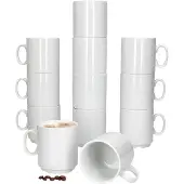 MamboCat 12er Set EVENT stapelbare Kaffeebecher weiß Porzellan 250 ml
