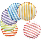 MamboCat Summer Stripes 6er Set Speiseteller Ø26,6cm Steingut Essteller bunte Streifen
