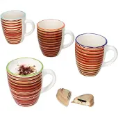 MamboCat 4er Set Linea Kaffeebecher 320ml Steingut-Tassen 4 Pers gestreift mediterran Tee