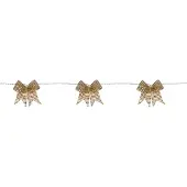 Star Trading Batteriebetriebene Deko-Lichterkette ,Bowie', 20 goldene Textil-Schleifen, LED, Timer, warmweiß, L 200cm