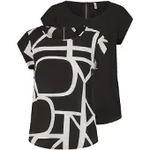 ONLY T-Shirt ONLVIC - 2er Pack in Schwarz | Gr.: 36